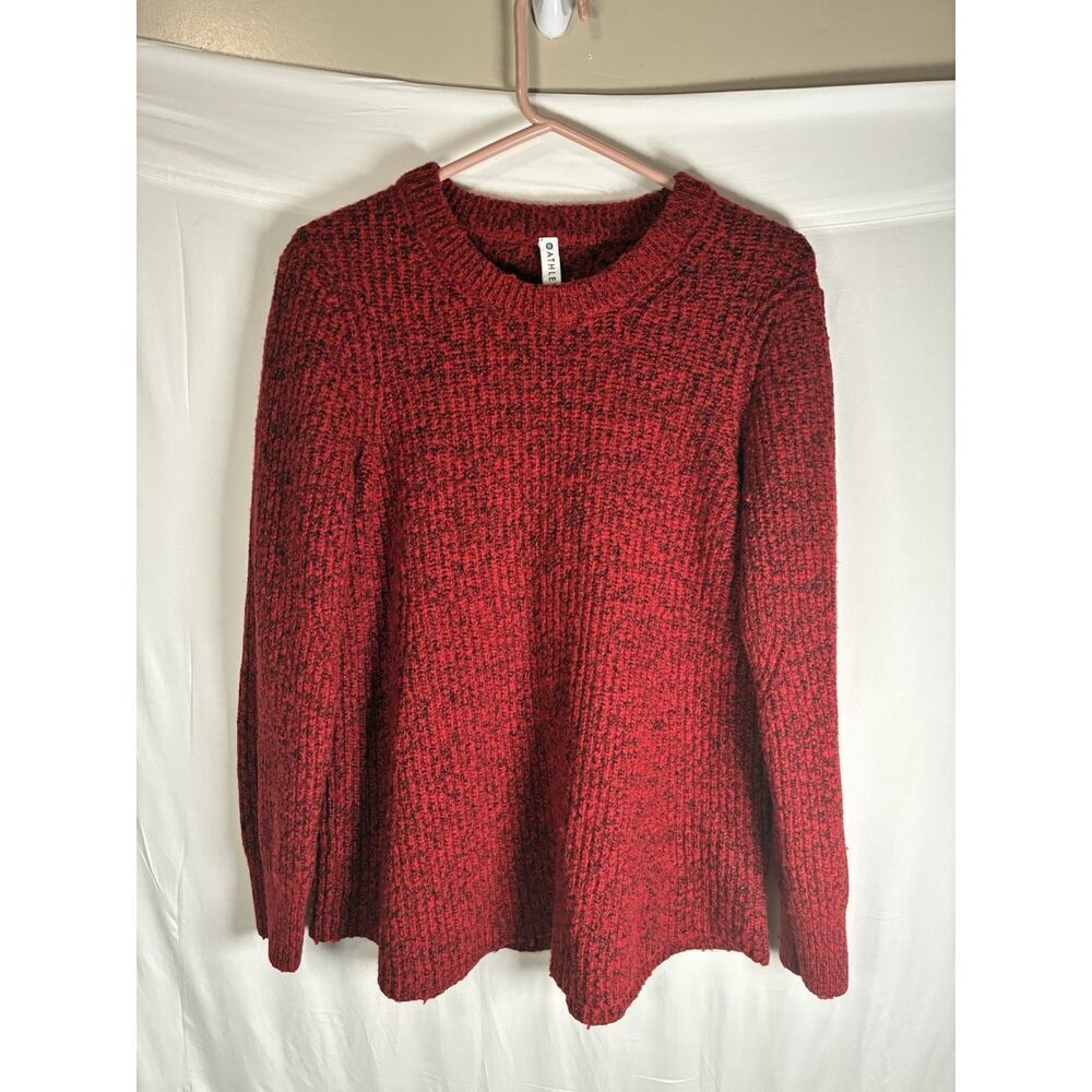 Athleta Sweater Wool Size XL Quiet Luxury Crimson Red Heathered Sierra Crew Neck